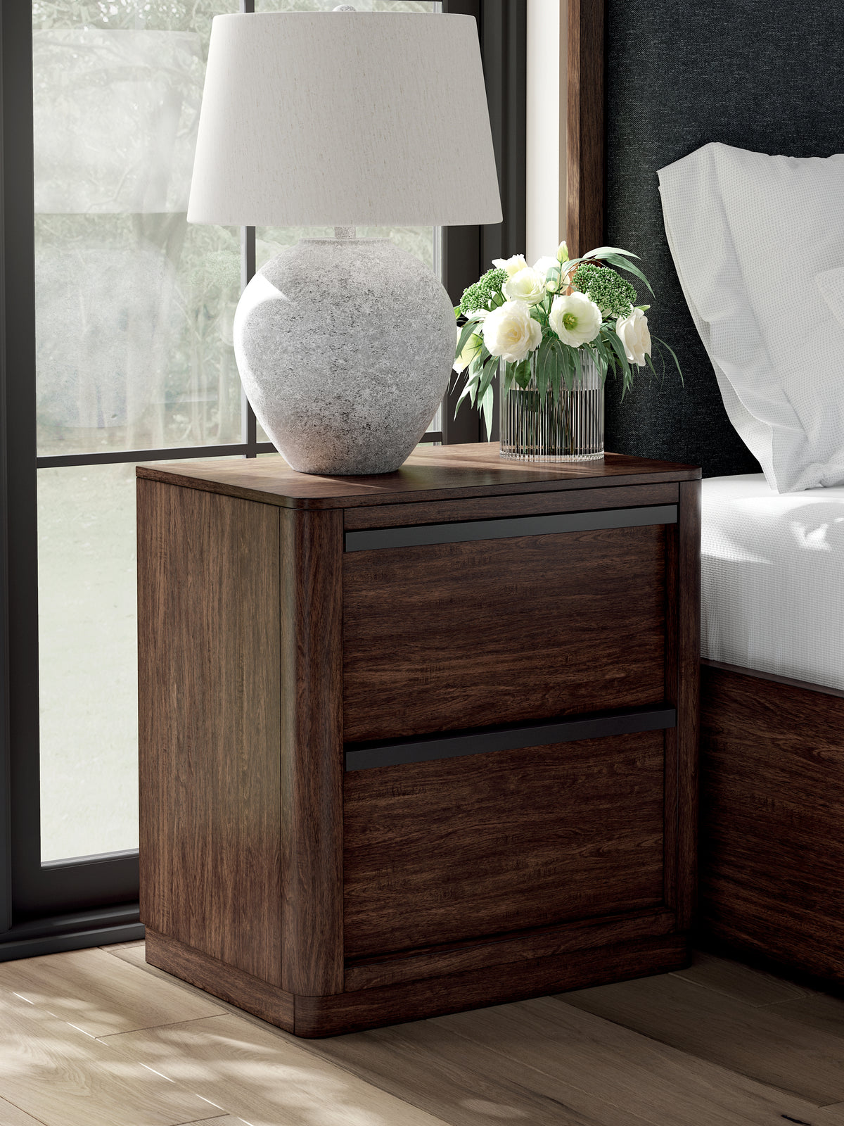 Best Deals Furniture - Ashley Furniture - Dilenno Nightstand - Two Drawer Night Stand / Dark Brown - PCB857-92