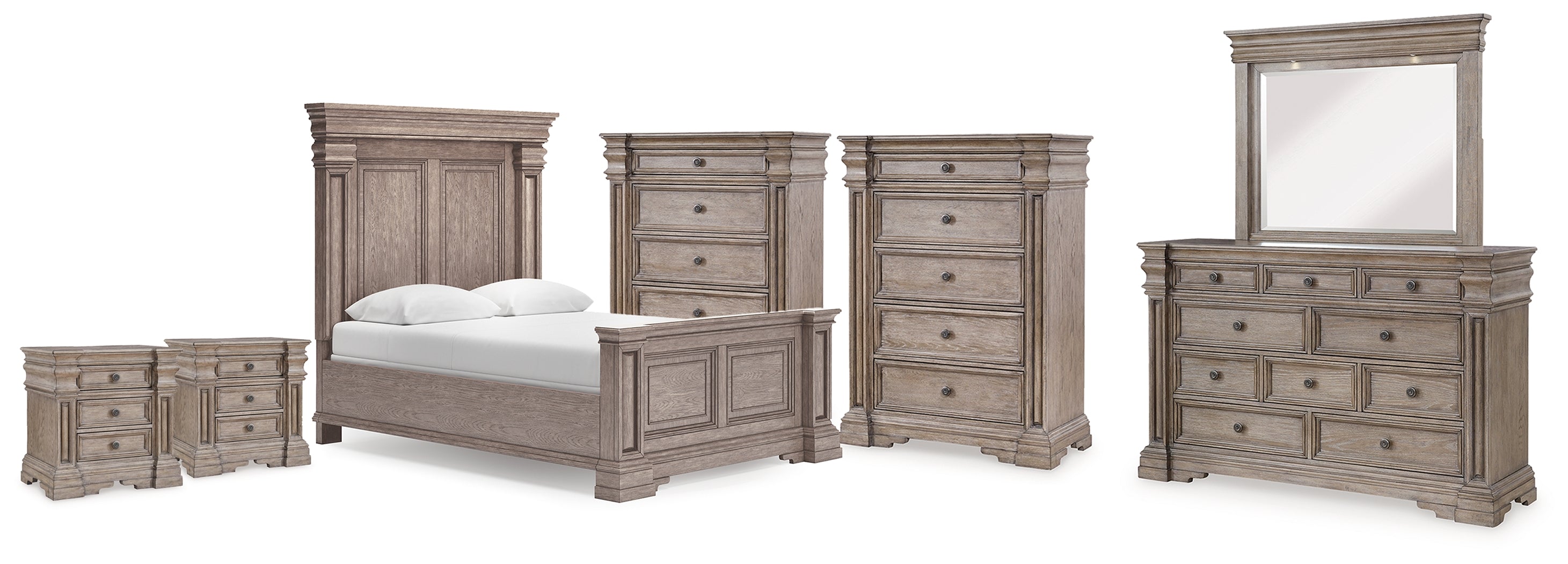 Best Deals Furniture - Ashley Furniture - Blairhurst Queen Panel Bed. Dresser, Mirror, 2 Chests and 2 Nightstands - Queen Panel Bed. Dresser, Mirror, 2 Chests and 2 Nightstands - B916B13