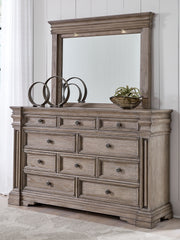 Best Deals Furniture - Ashley Furniture - Blairhurst Dresser and Mirror - Dresser and Mirror / Light Grayish Brown - B916B1