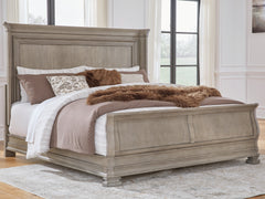 Best Deals Furniture - Ashley Furniture - Lexorne King Sleigh Bed - King Sleigh Bed / Gray - B924B4