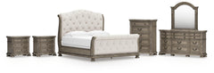 Best Deals Furniture - Ashley Furniture - Ardenfield King Upholstered Sleigh Bed, Dresser, Mirror, Chest and 2 Nightstands - King Upholstered Sleigh Bed, Dresser, Mirror, Chest and 2 Nightstands - B944B9