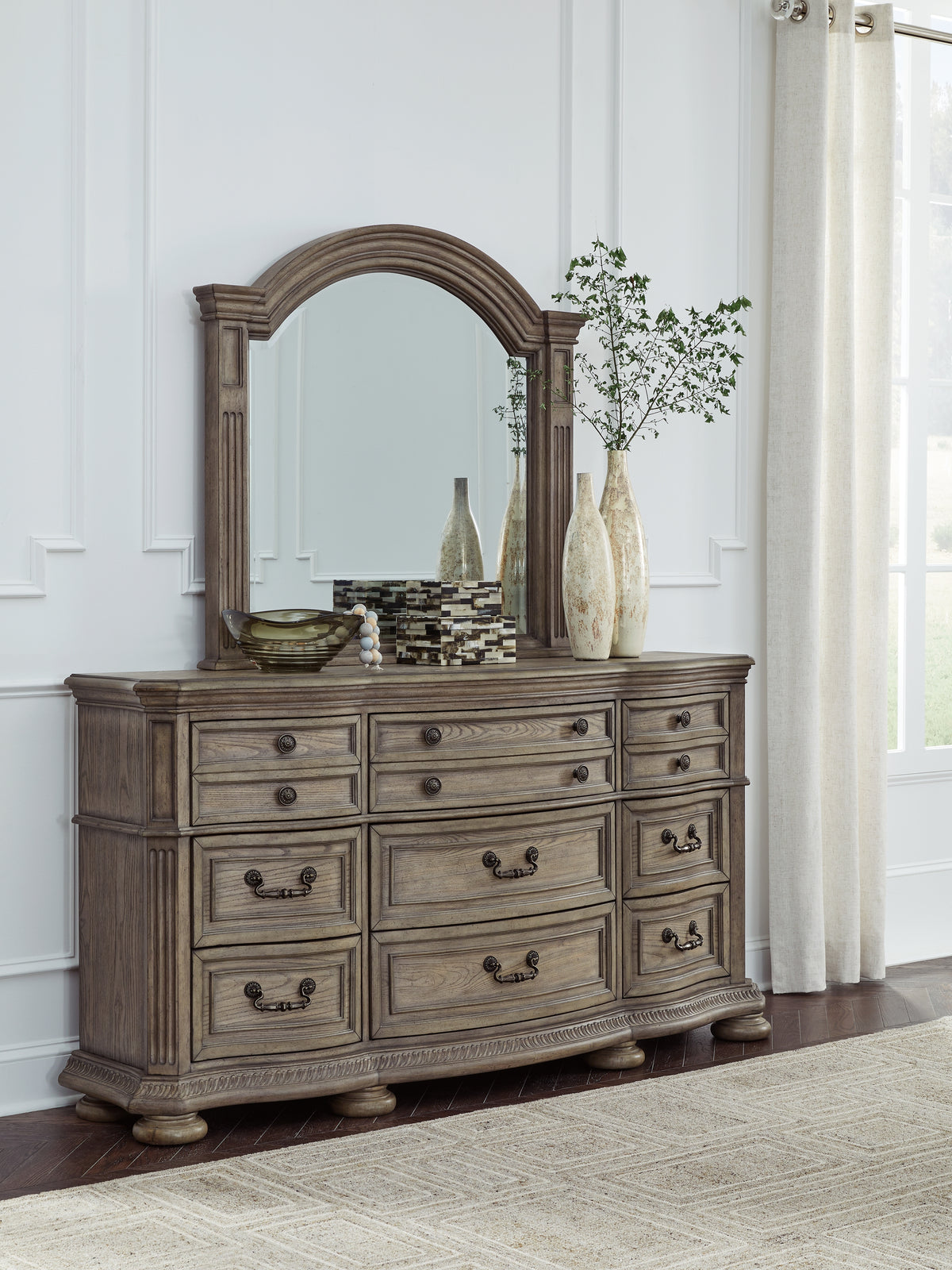 Best Deals Furniture - Ashley Furniture - Ardenfield Dresser and Mirror - Dresser and Mirror / Light Brown - B944B1