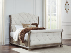 Best Deals Furniture - Ashley Furniture - Ardenfield Queen Upholstered Sleigh Bed - Queen Upholstered Sleigh Bed / Light Brown - B944B2