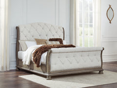 Best Deals Furniture - Ashley Furniture - Ardenfield King Upholstered Sleigh Bed - King Upholstered Sleigh Bed / Light Brown - B944B4