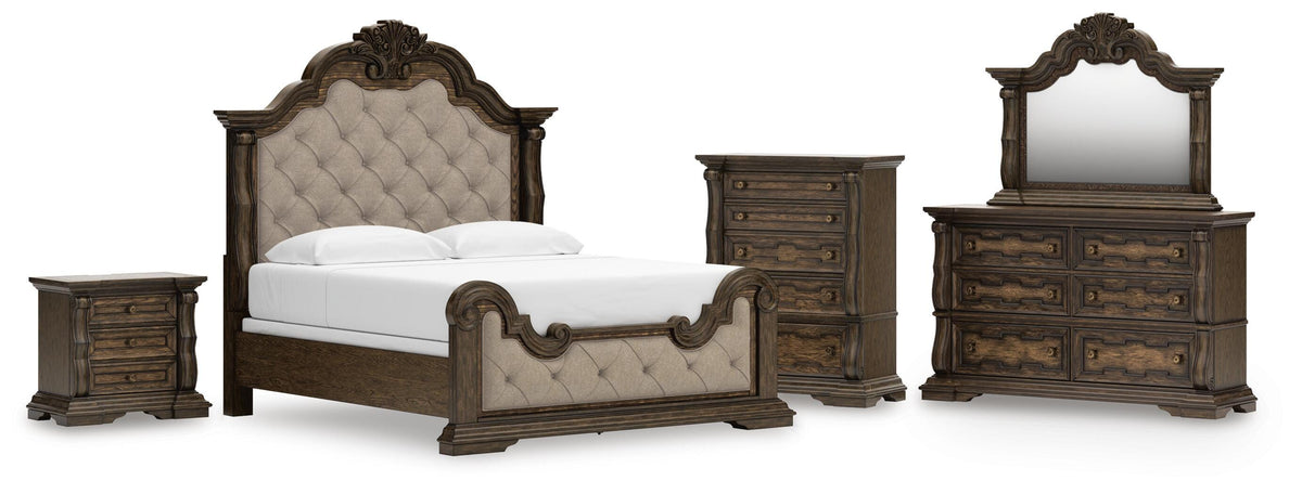 Best Deals Furniture - Ashley Furniture - Maylee King Panel Bed, Dresser, Mirror, Chest and Nightstand - King Panel Bed, Dresser, Mirror, Chest and Nightstand - B947B22