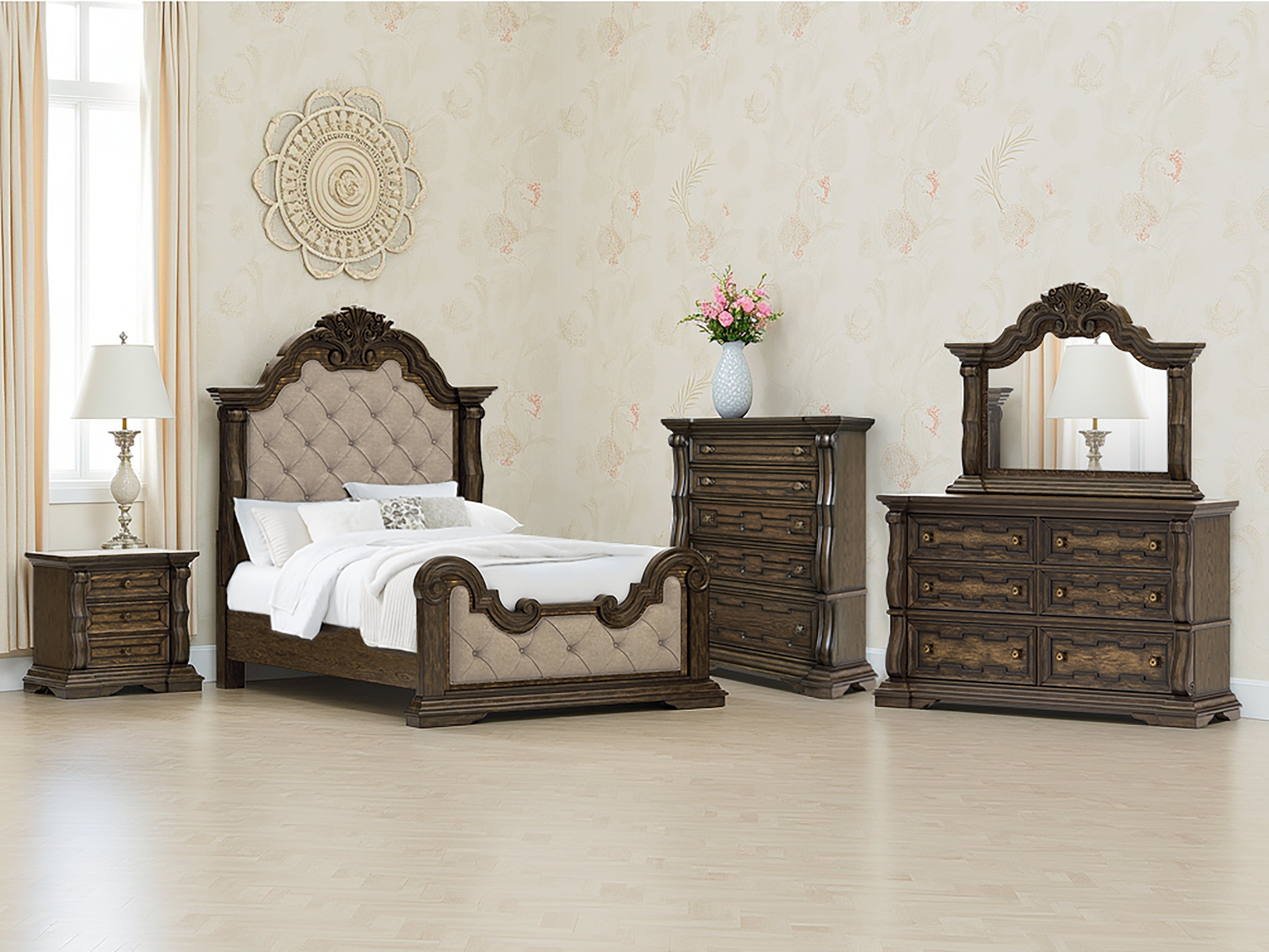 Best Deals Furniture - Ashley Furniture - Maylee Queen Upholstered Bed - Queen Upholstered Bed / Dark Brown - B947B2