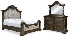Best Deals Furniture - Ashley Furniture - Maylee King Upholstered Bed, Dresser and Mirror - King Upholstered Bed, Dresser and Mirror - B947B6
