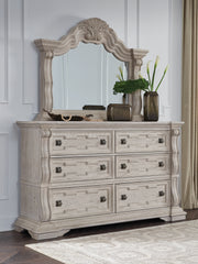 Best Deals Furniture - Ashley Furniture - Bruchandi Dresser and Mirror - Dresser and Mirror / Antique White - PCB948B1
