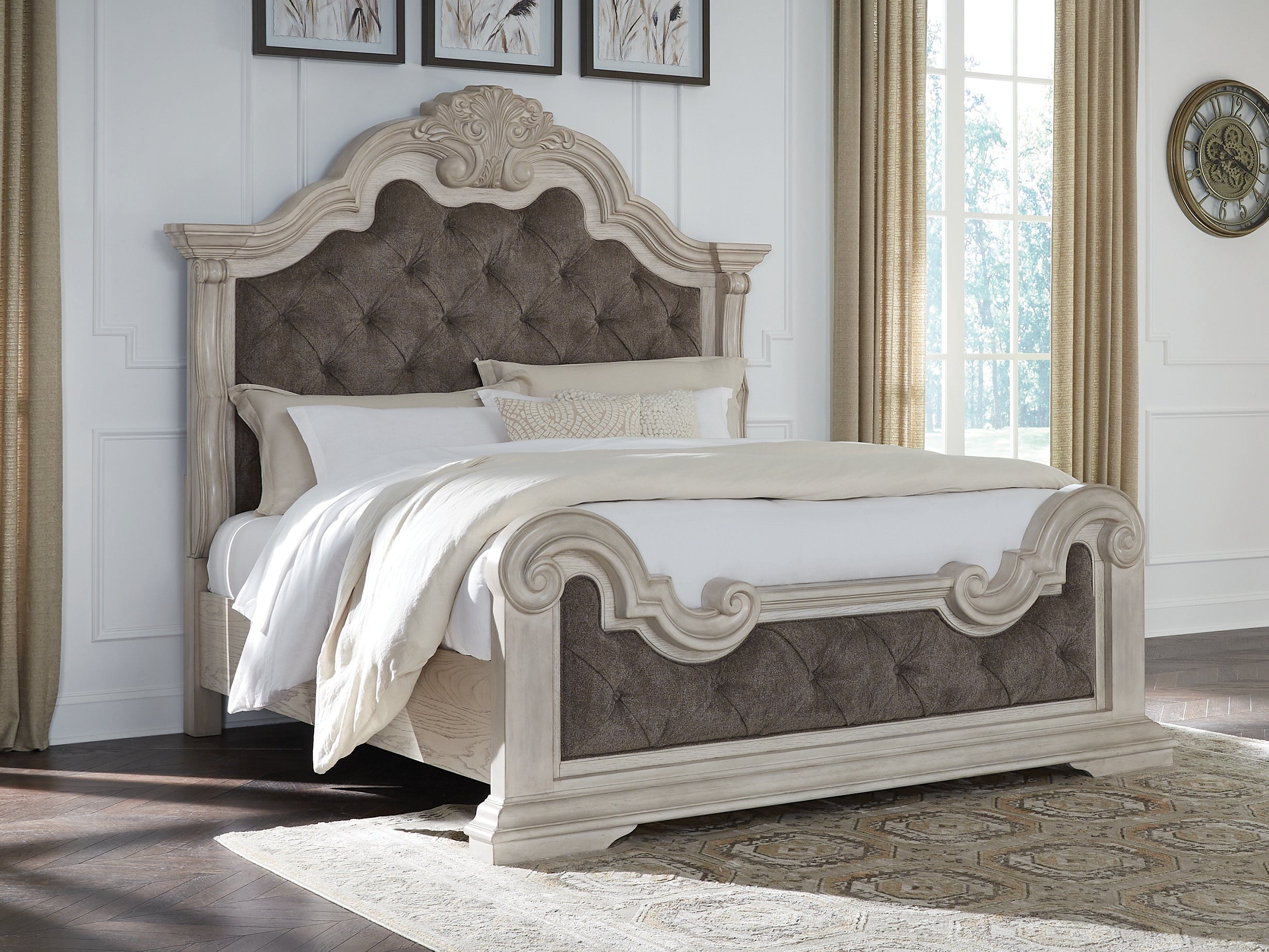 Best Deals Furniture - Ashley Furniture - Bruchandi King Upholstered Panel Bed - King Upholstered Panel Bed / Antique White - PCB948B4