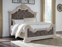 Best Deals Furniture - Ashley Furniture - Bruchandi King Upholstered Panel Bed - King Upholstered Panel Bed / Antique White - PCB948B4