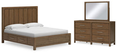 Best Deals Furniture - Ashley Furniture - Cabalynn King Panel Bed with Storage, Dresser and Mirror - King Panel Bed with Storage, Dresser and Mirror - B974B12