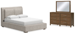 Best Deals Furniture - Ashley Furniture - Cabalynn Queen Upholstered Bed, Dresser and Mirror - Queen Upholstered Bed, Dresser and Mirror - B974B3