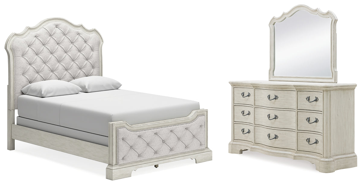 Best Deals Furniture - Ashley Furniture - Arlendyne Queen Upholstered Bed, Dresser and Mirror - Queen Upholstered Bed, Dresser and Mirror - B980B3