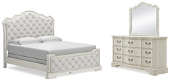 Best Deals Furniture - Ashley Furniture - Arlendyne King Upholstered Bed, Dresser and Mirror - King Upholstered Bed, Dresser and Mirror - B980B9