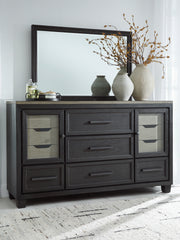 Best Deals Furniture - Ashley Furniture - Foyland Dresser and Mirror - Dresser and Mirror / Black/Brown - B989B1