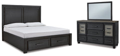 Best Deals Furniture - Ashley Furniture - Foyland California King Panel Storage Bed, Dresser and Mirror - California King Panel Storage Bed, Dresser and Mirror - B989B8