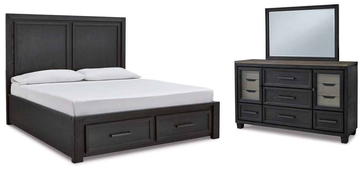 Best Deals Furniture - Ashley Furniture - Foyland King Panel Storage Bed, Dresser and Mirror - King Panel Storage Bed, Dresser and Mirror - B989B7