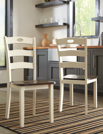 Best Deals Furniture - Ashley Furniture - Woodanville Dining Chair (Set of 2) - Dining Chair (Set of 2) / Cream/Brown - D335-01X2