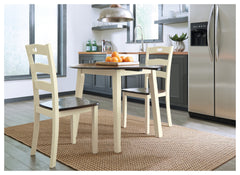 Best Deals Furniture - Ashley Furniture - Woodanville Dining Table with 2 Chairs - Dining Table with 2 Chairs / Cream/Brown - D335D4