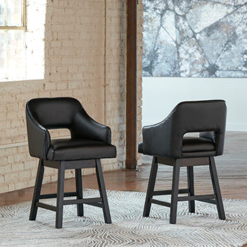 Best Deals Furniture - Ashley Furniture - Tallenger Counter Height Bar Stool (Set of 2) - Counter Height Bar Stool (Set of 2) / Black/Dark Brown - D380-924X2