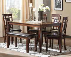 Best Deals Furniture - Ashley Furniture - Bennox Dining Table and Chairs with Bench (Set of 6) - Dining Room Table Set (6/CN) / Brown - D384-325