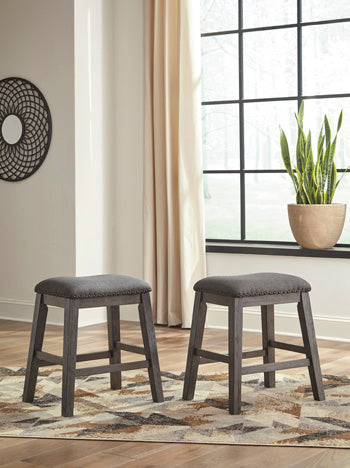Best Deals Furniture - Ashley Furniture - Caitbrook Counter Height Upholstered Bar Stool (Set of 2) - Counter Height Upholstered Bar Stool (Set of 2) / Gray - D388-024X2