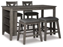Best Deals Furniture - Ashley Furniture - Caitbrook Counter Height Dining Table and 4 Barstools - Counter Height Dining Table and 4 Barstools / Gray - D388D1