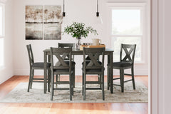 Best Deals Furniture - Ashley Furniture - Caitbrook Counter Height Dining Table and Bar Stools (Set of 7) - RECT DRM Counter TBL Set(7/CN) / Gray - D388-423