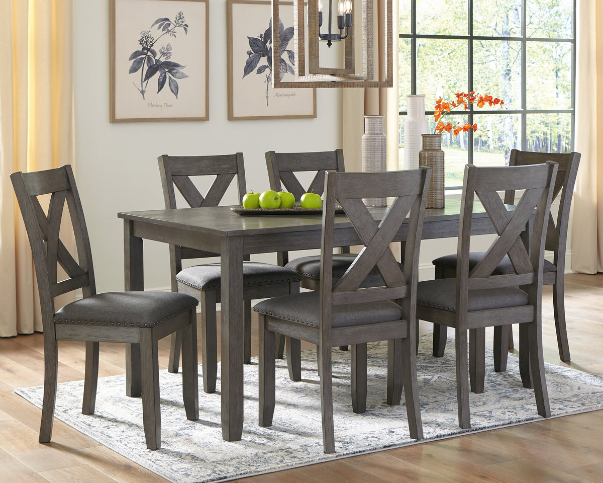 Best Deals Furniture - Ashley Furniture - Caitbrook Dining Table and Chairs (Set of 7) - RECT DRM Table Set (7/CN) / Gray - D388-425