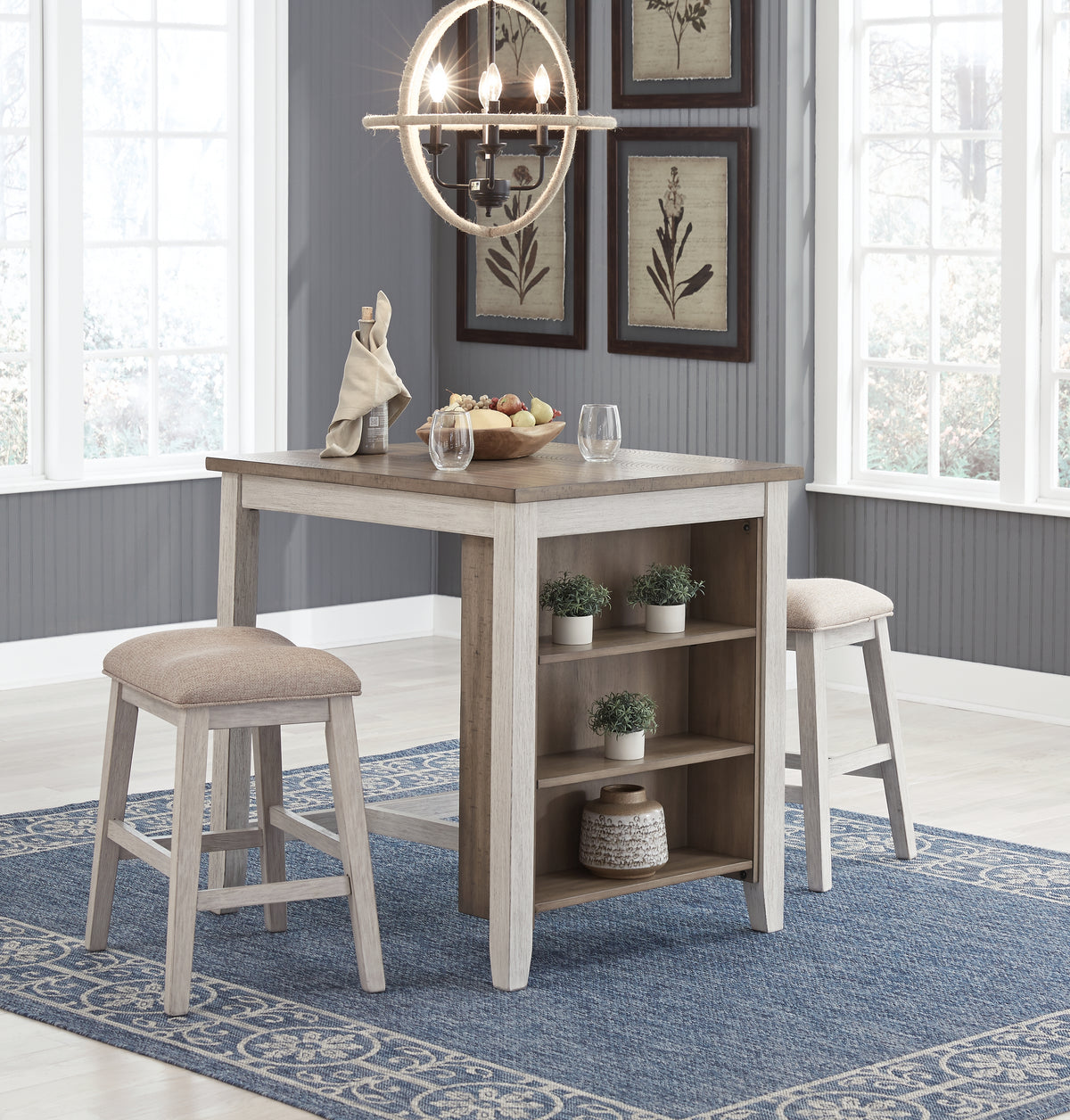 Best Deals Furniture - Ashley Furniture - Skempton Counter Height Dining Table and Bar Stools (Set of 3) - RECT DRM Counter TBL Set(3/CN) - D394-113