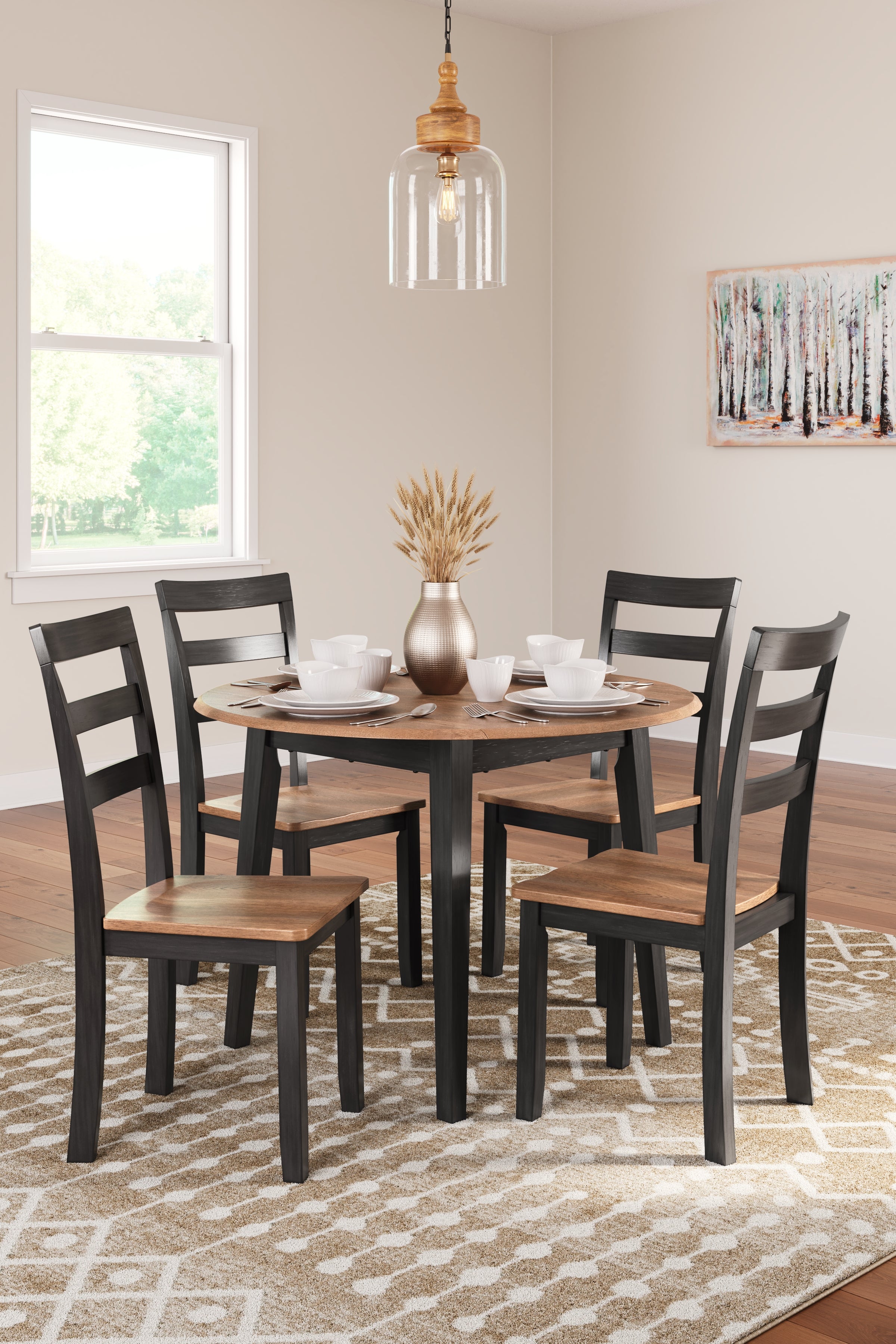 Best Deals Furniture - Ashley Furniture - Gesthaven Dining Table and 4 Chairs - Dining Table and 4 Chairs / Natural/Brown - D396D1