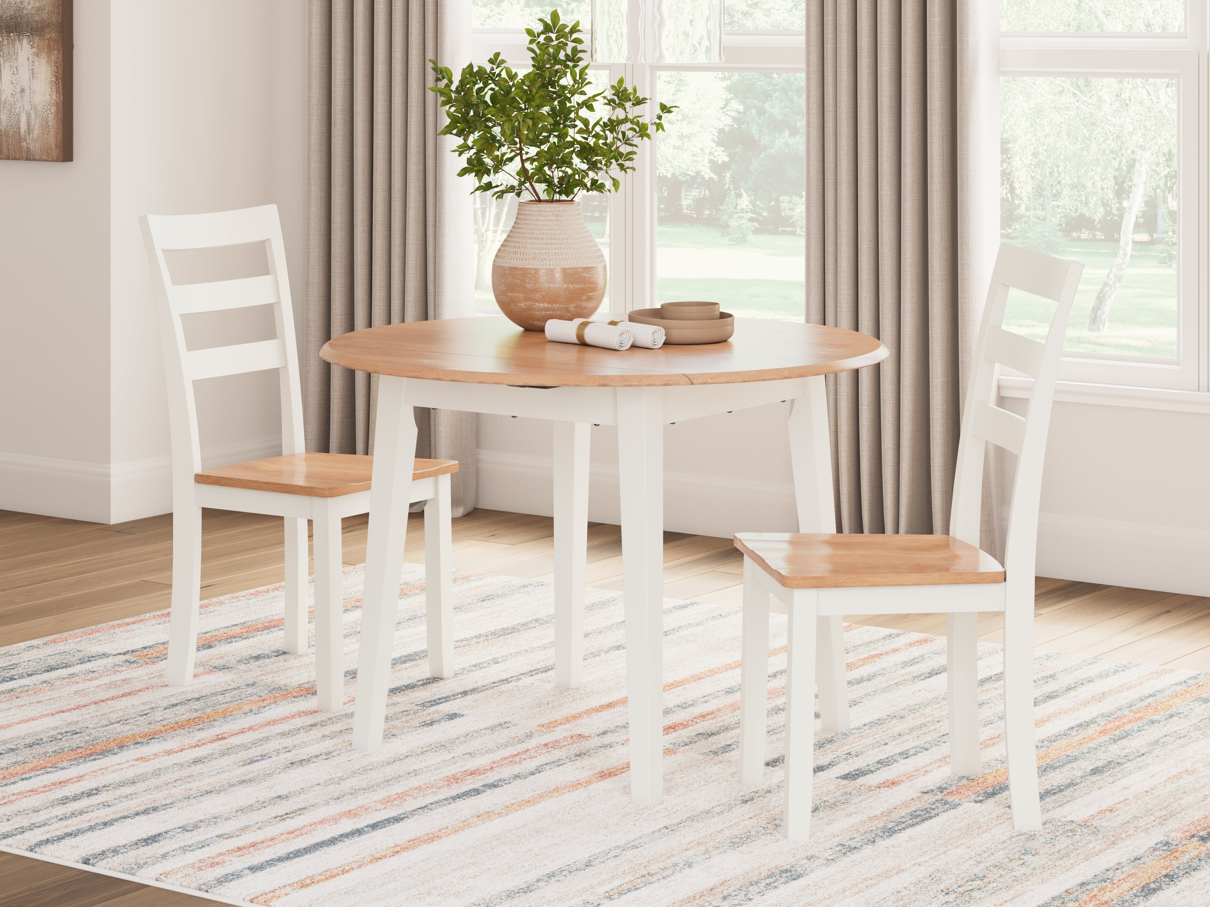 Best Deals Furniture - Ashley Furniture - Gesthaven Dining Table and 2 Chairs - Dining Table and 2 Chairs / Natural/White - D398D4