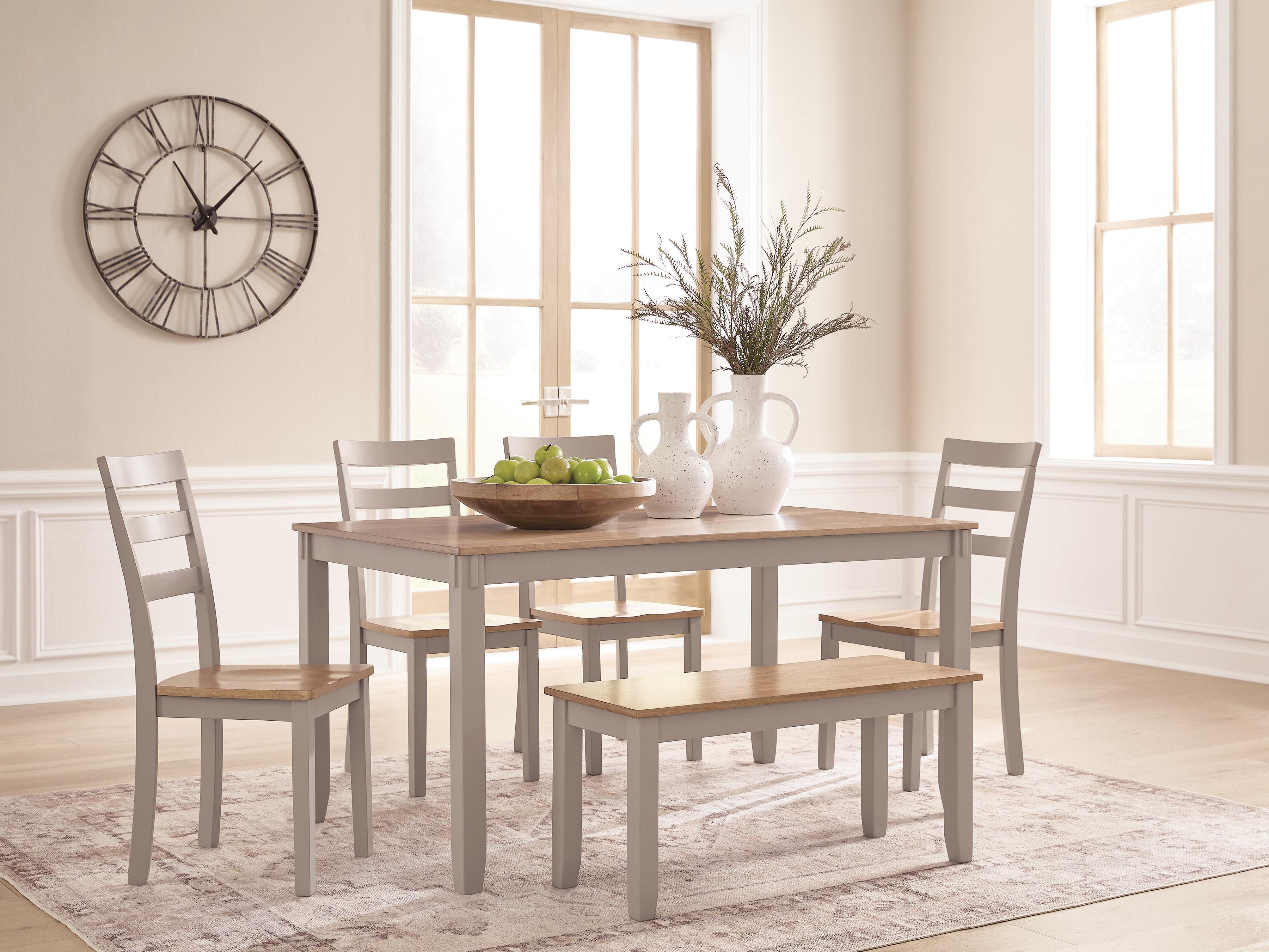 Best Deals Furniture - Ashley Furniture - Harperfeld Dining Table and 4 Chairs and Bench (Set of 6) - Dining Room Table Set (6/CN) - PCD403-325