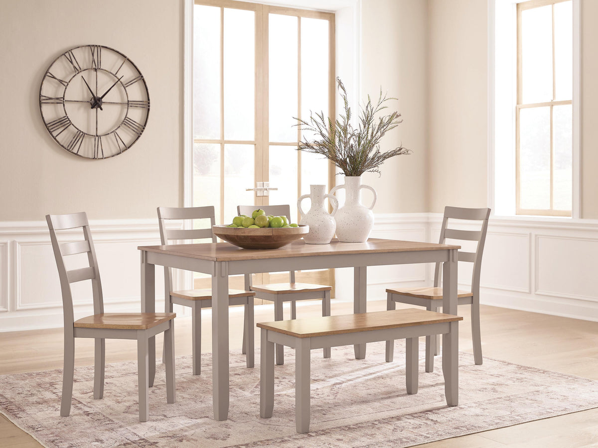 Best Deals Furniture - Ashley Furniture - Harperfeld Dining Table and 4 Chairs and Bench (Set of 6) - Dining Room Table Set (6/CN) - PCD403-325