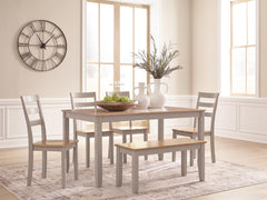 Best Deals Furniture - Ashley Furniture - Harperfeld Dining Table and 4 Chairs and Bench (Set of 6) - Dining Room Table Set (6/CN) - PCD403-325