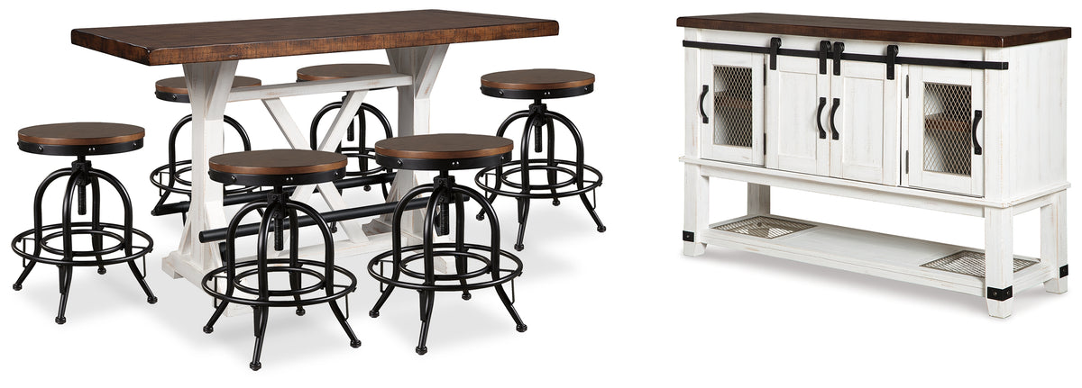 Best Deals Furniture - Ashley Furniture - Valebeck Counter Height Dining Table, 6 Barstools and Server - Counter Height Dining Table, 6 Barstools and Server - D546D32