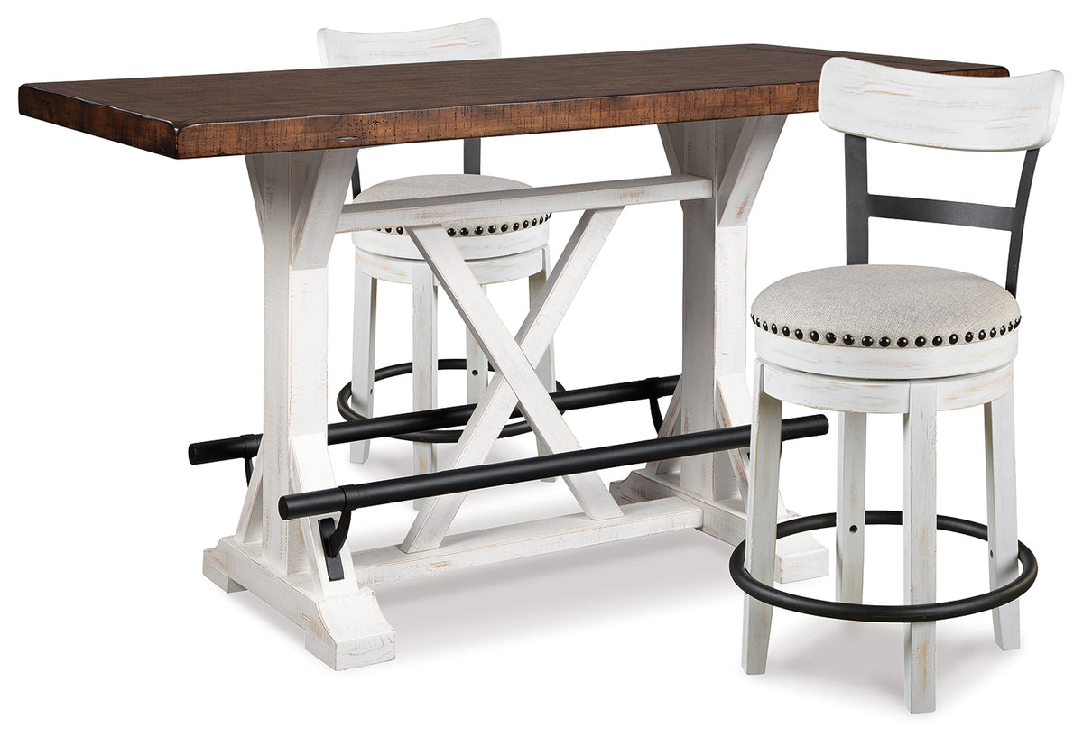 Best Deals Furniture - Ashley Furniture - Valebeck Counter Height Dining Table and 2 Barstools - Counter Height Dining Table and 2 Barstools / White - D546D13