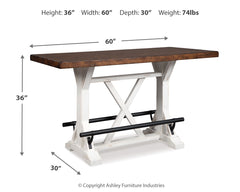 Valebeck Counter Height Dining Table and 8 Barstools