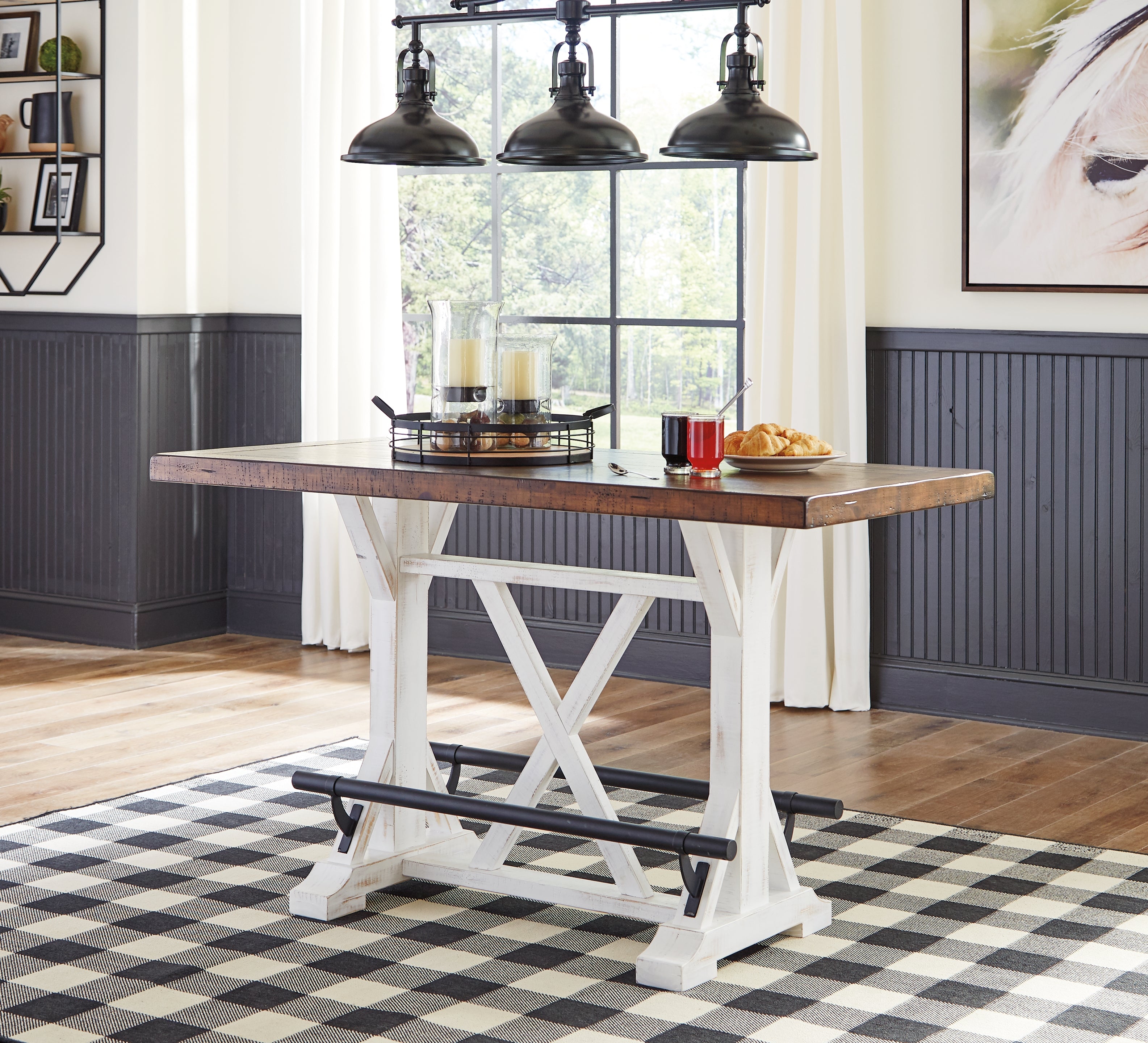 Valebeck Counter Height Dining Table and 8 Barstools