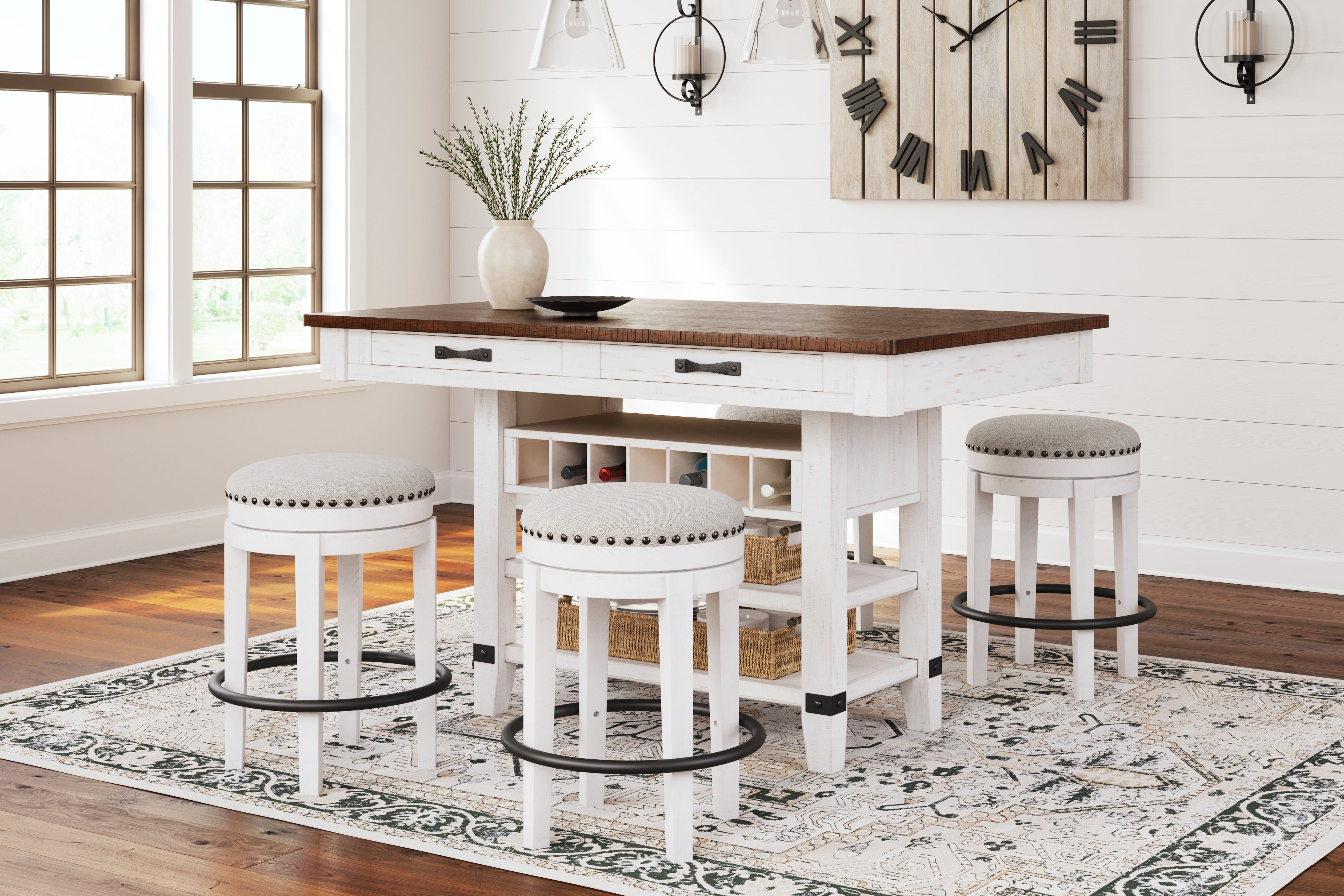 Best Deals Furniture - Ashley Furniture - Valebeck Counter Height Dining Table and 4 Barstools - Counter Height Dining Table and 4 Barstools / Multi - D546D10
