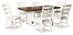 Best Deals Furniture - Ashley Furniture - Valebeck Dining Table and 6 Chairs - Dining Table and 6 Chairs / Beige/White - D546D6