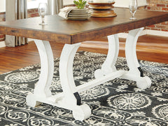 Best Deals Furniture - Ashley Furniture - Valebeck Dining Table - Rectangular Dining Room Table / White/Brown - D546-35