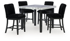 Mervannie Counter Height Dining Table and 4 Barstools