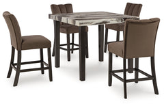 Best Deals Furniture - Ashley Furniture - Jeshina Counter Height Dining Table and 4 Barstools - Counter Height Dining Table and 4 Barstools / Dark Brown - PCD581D3