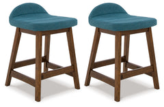Best Deals Furniture - Ashley Furniture - Lyncott Counter Height Bar Stool (Set of 2) - Counter Height Bar Stool (Set of 2) / Blue/Brown - D615-324X2