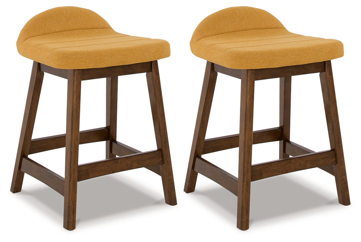 Best Deals Furniture - Ashley Furniture - Lyncott Counter Height Bar Stool (Set of 2) - Counter Height Bar Stool (Set of 2) / Mustard/Brown - D615-424X2
