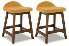 Best Deals Furniture - Ashley Furniture - Lyncott Counter Height Bar Stool (Set of 2) - Counter Height Bar Stool (Set of 2) / Mustard/Brown - D615-424X2
