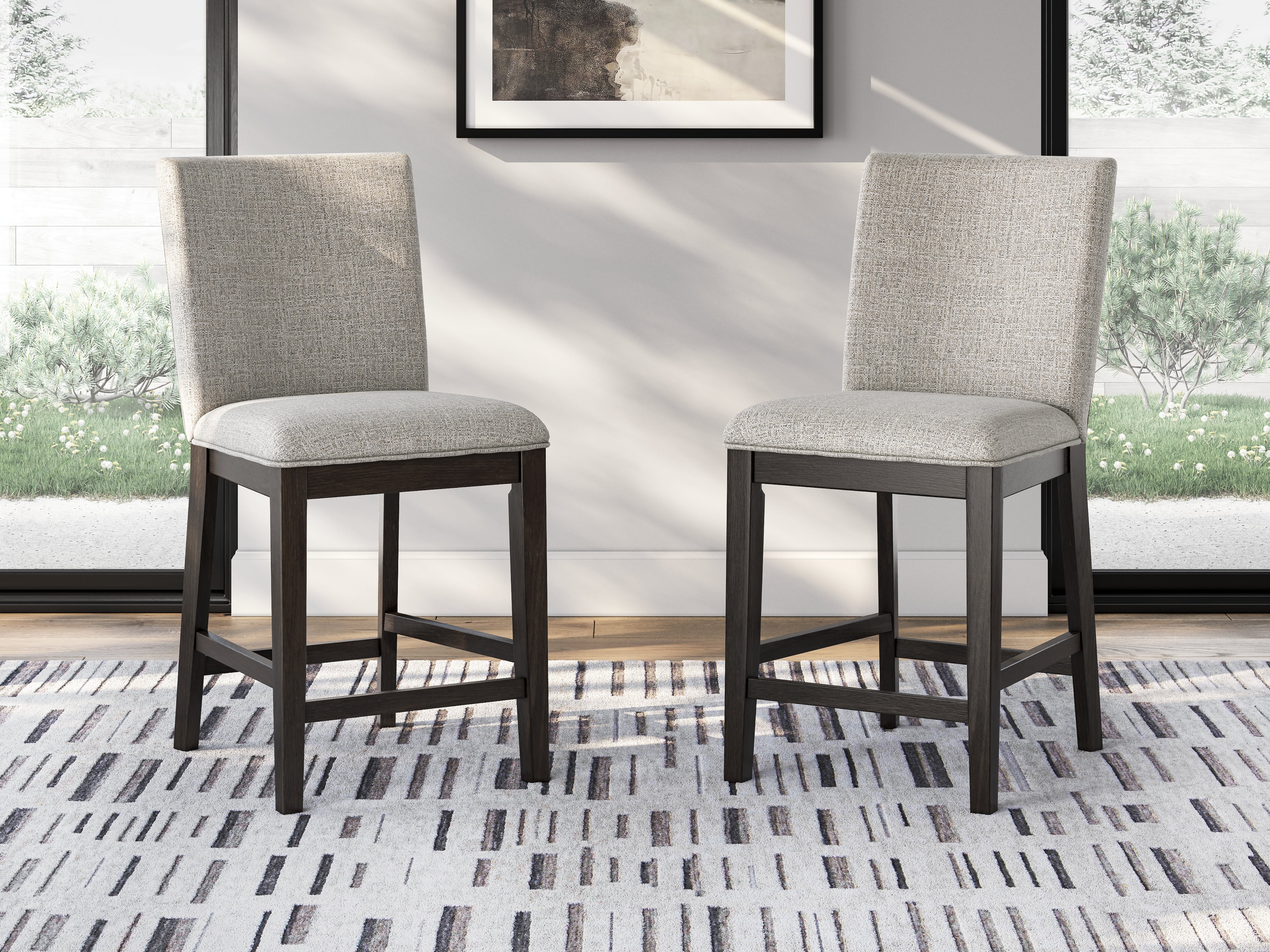 Best Deals Furniture - Ashley Furniture - Neymorton Dining Room - Counter Height Barstool (Set of 2) / Dark Grayish Brown - D618-124X2