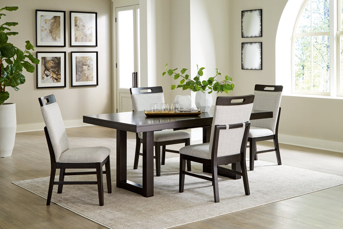 Best Deals Furniture - Ashley Furniture - Neymorton Dining Table and 4 Chairs - Dining Table and 4 Chairs / Dark Grayish Brown - D618D1
