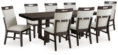 Best Deals Furniture - Ashley Furniture - Neymorton Dining Table and 8 Chairs - Dining Table and 8 Chairs / Dark Grayish Brown - D618D3